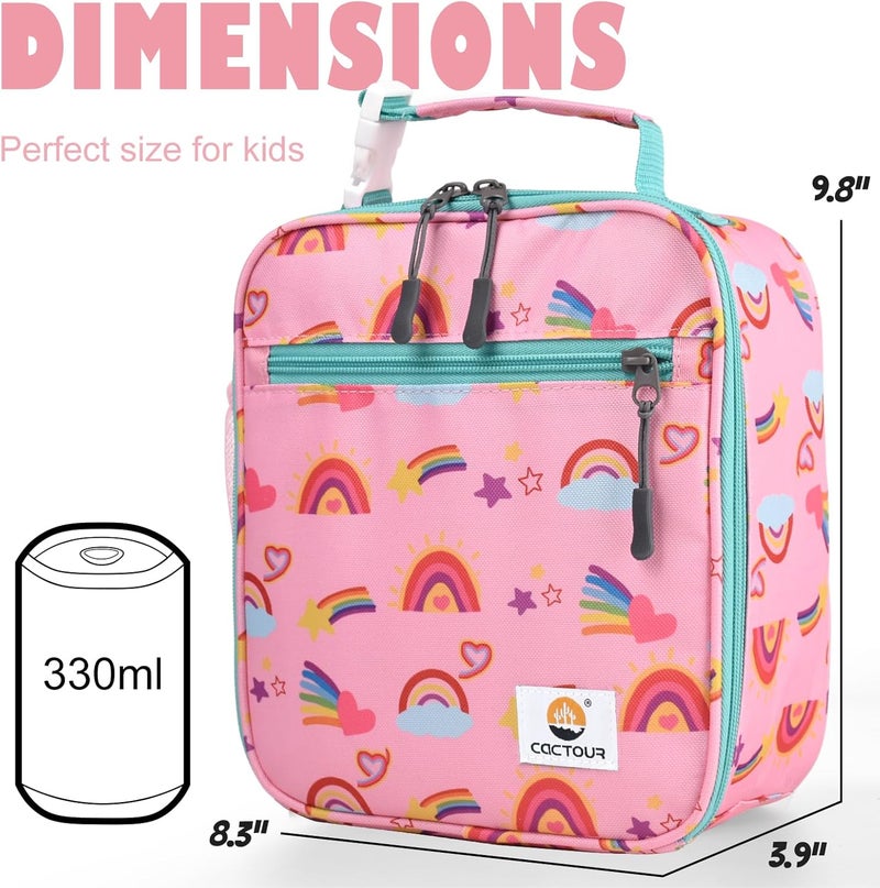 CaCTOUR Lunch Box Kids,Premium Insulated Lunch Bag for Girls Boys,Soft Bag Mini Cooler Back to School Thermal Reusable Lunch Bag for Work School Picnic (Rainbow) - Image 3